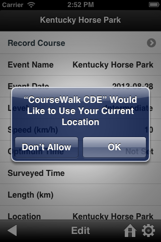 Allow CourseWalk CDE to access your GPS