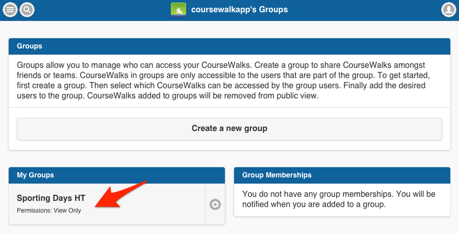 Group CourseWalks and membership