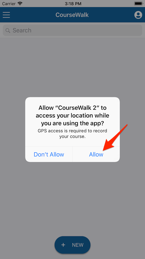 Allow CourseWalk to access your GPS