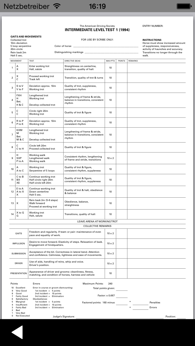 Direkte Links zu Fahr Dressurprüfungen und Live Resultaten