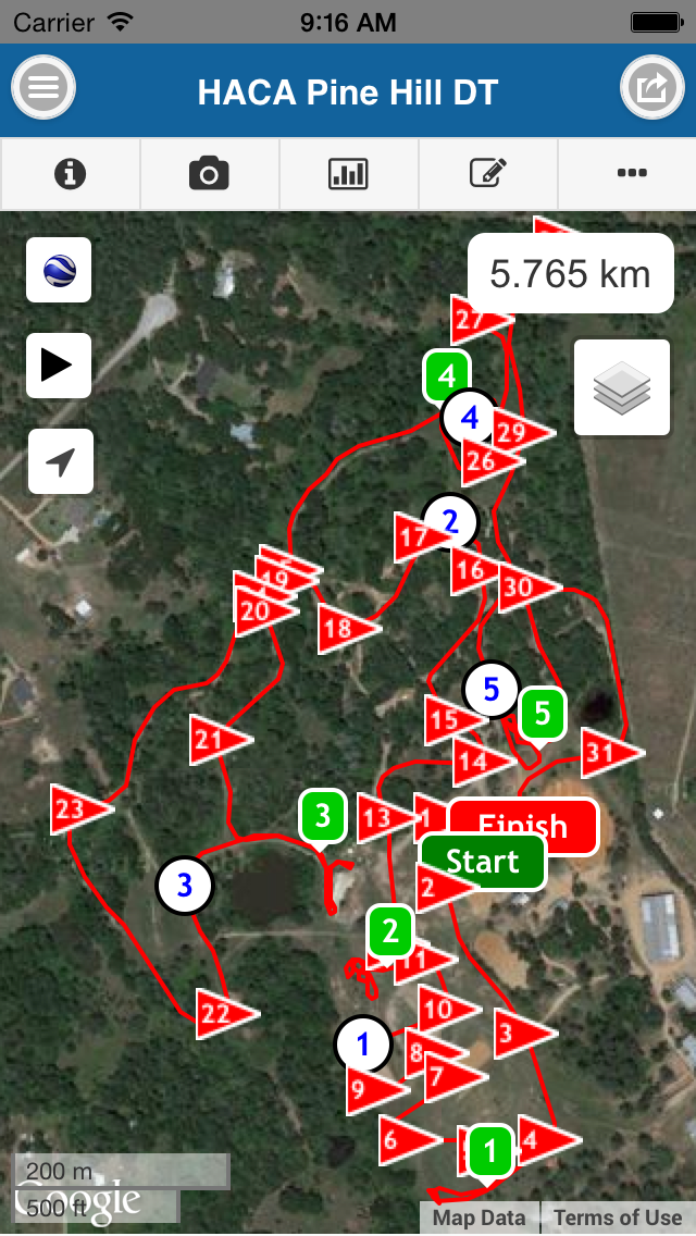 Record the course track, obstacles, compulsory flags and kilometer markers