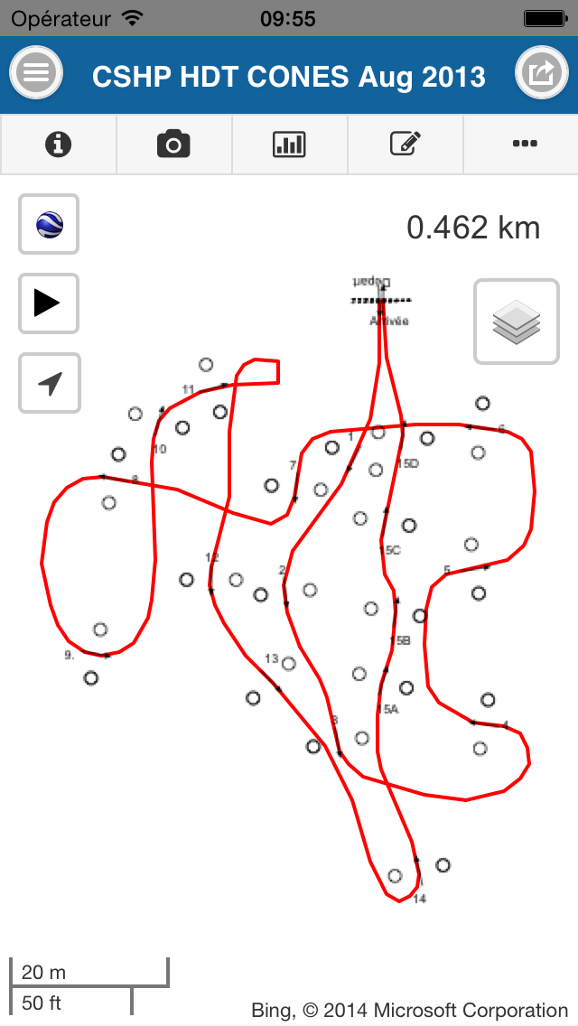 Enregistrer le tracé du parcours de cones